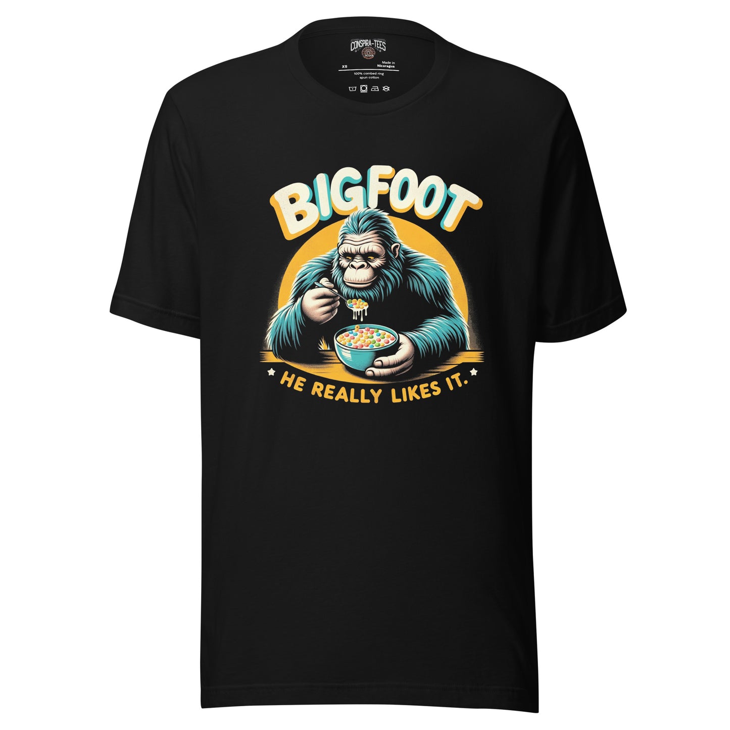 Bigfoot He Really Likes It (Cereal) Unisex t-shirt