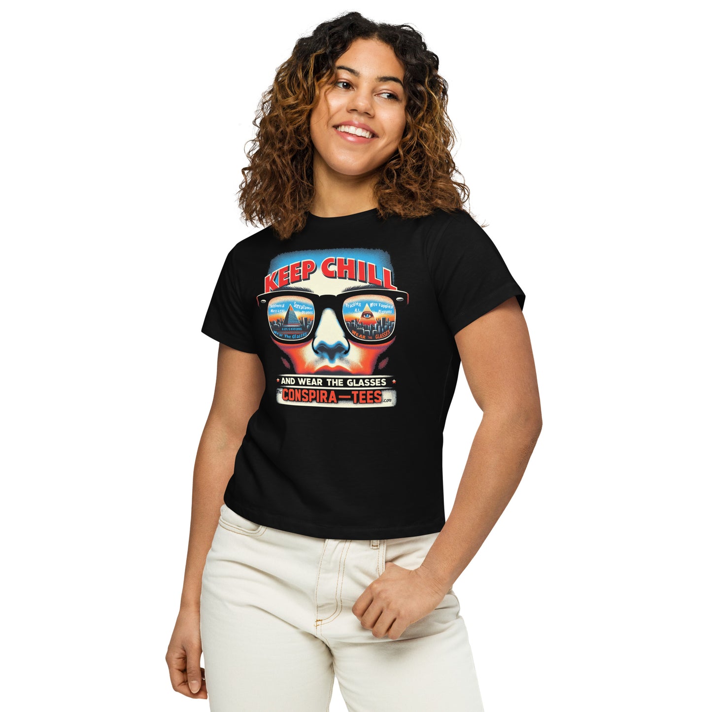 Keep Chill And Wear the Glasses Women’s high-waisted t-shirt
