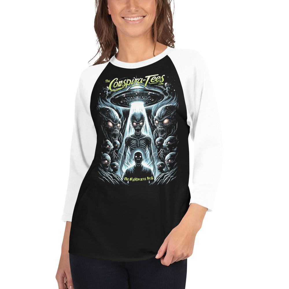 The Nightmare Is Real 3/4 sleeve raglan shirt