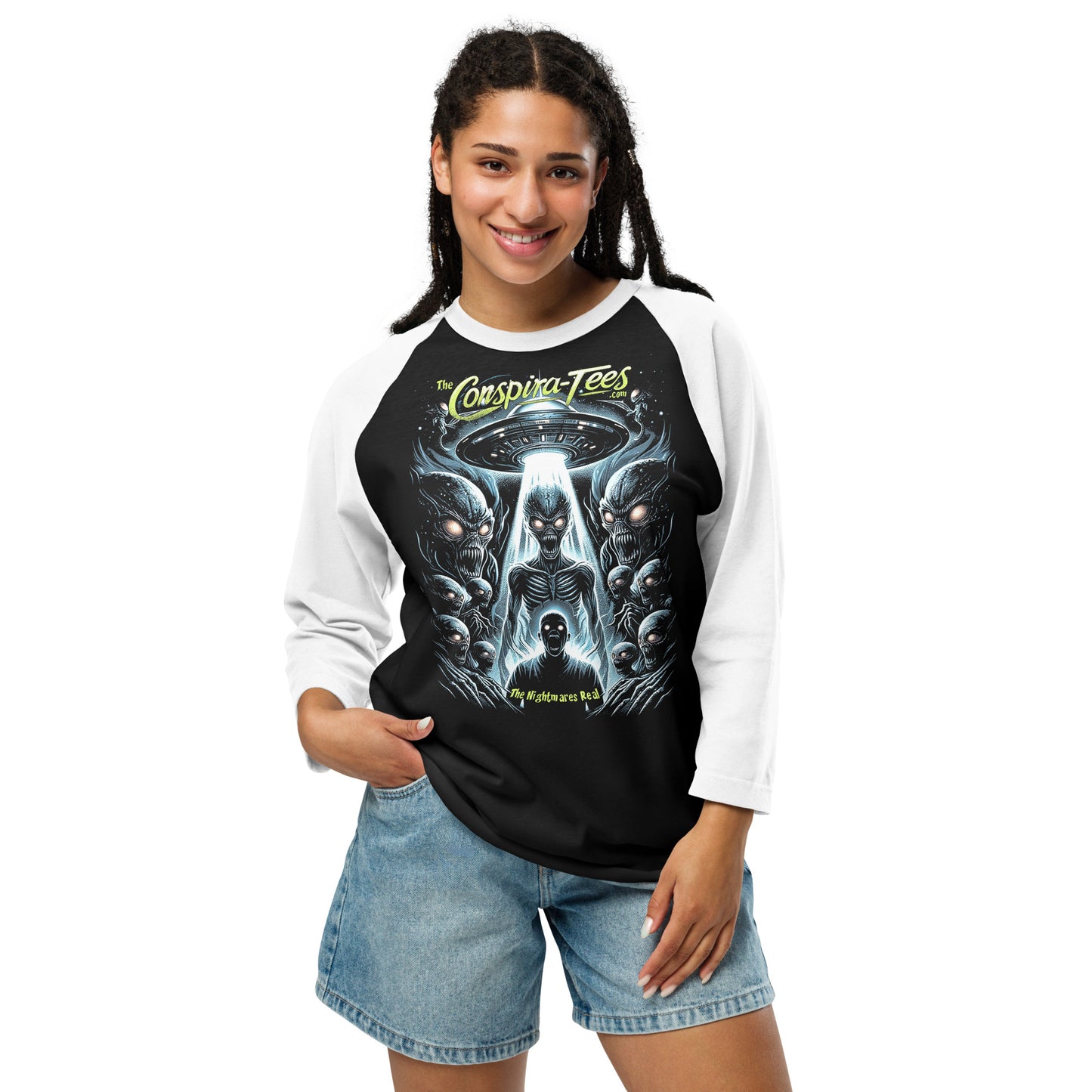 The Nightmare Is Real 3/4 sleeve raglan shirt