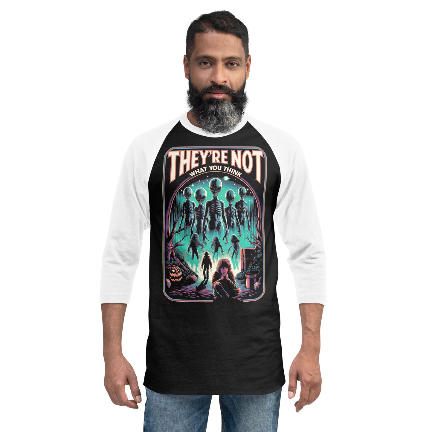 They're Not What You Think 3/4 sleeve raglan shirt