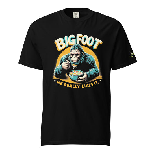 Bigfoot He Really Likes It (Cereal) Unisex garment-dyed heavyweight t-shirt