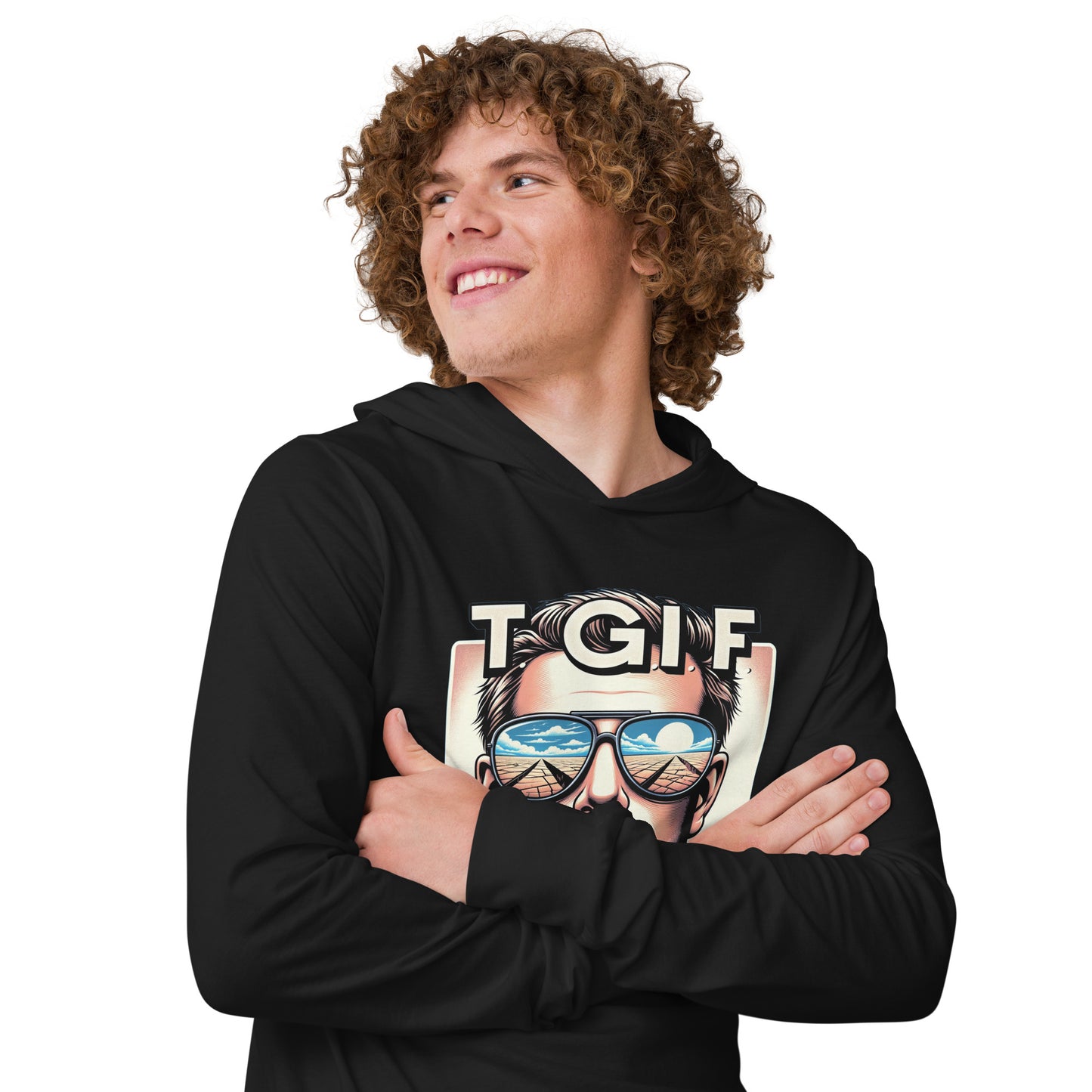 TGIF Thank God Its Flat Hooded long-sleeve tee