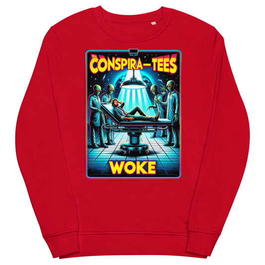 Conspira-tees Alien Operating Table "Woke" Unisex organic sweatshirt