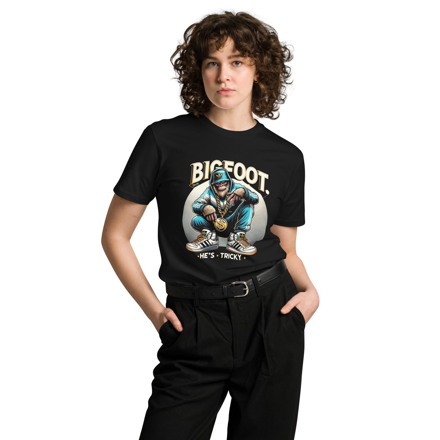 Bigfoot He's tricky Unisex premium t-shirt