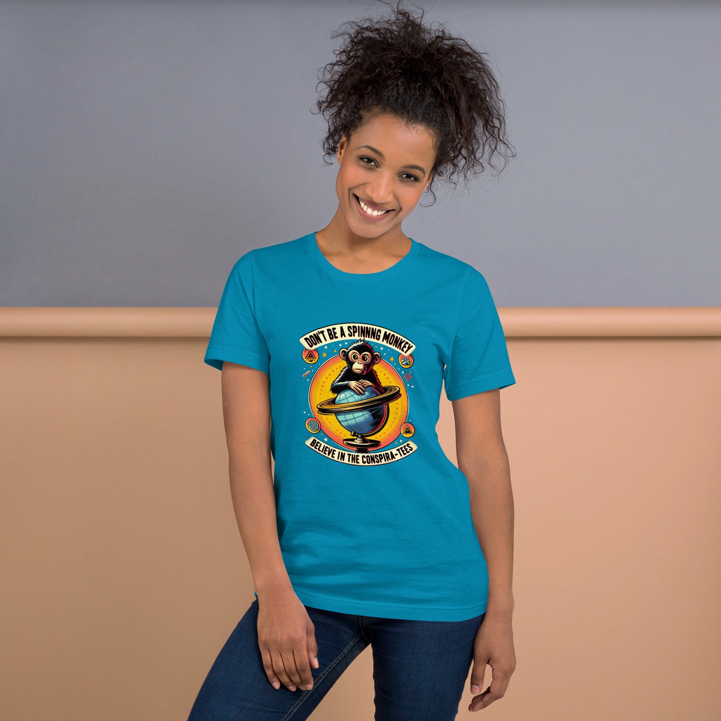 Don't Be A Spinning Monkey Believe In The Conspira-tees Unisex t-shirt