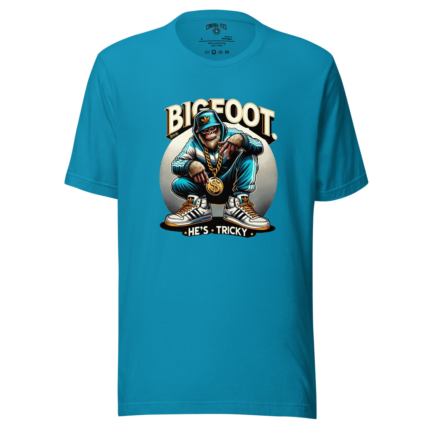 Bigfoot He's Tricky Unisex t-shirt