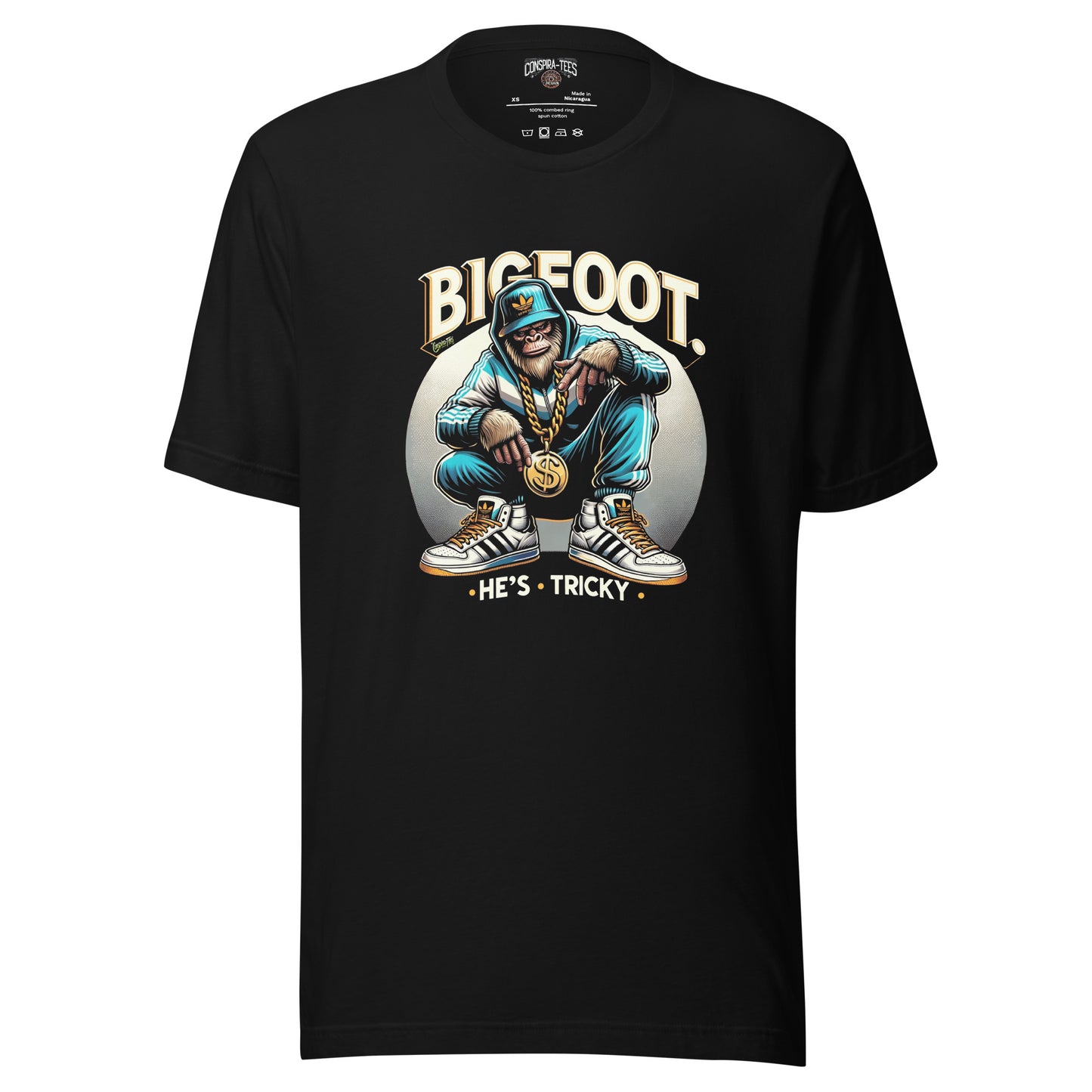 Bigfoot He's Tricky Unisex t-shirt