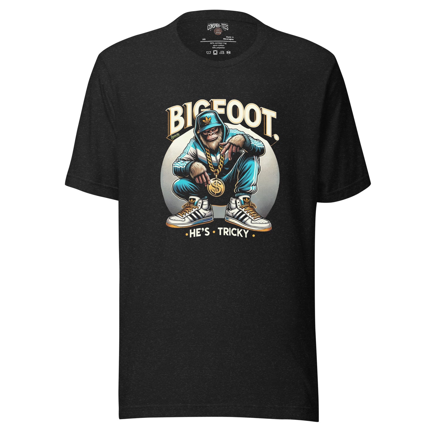 Bigfoot He's Tricky Unisex t-shirt