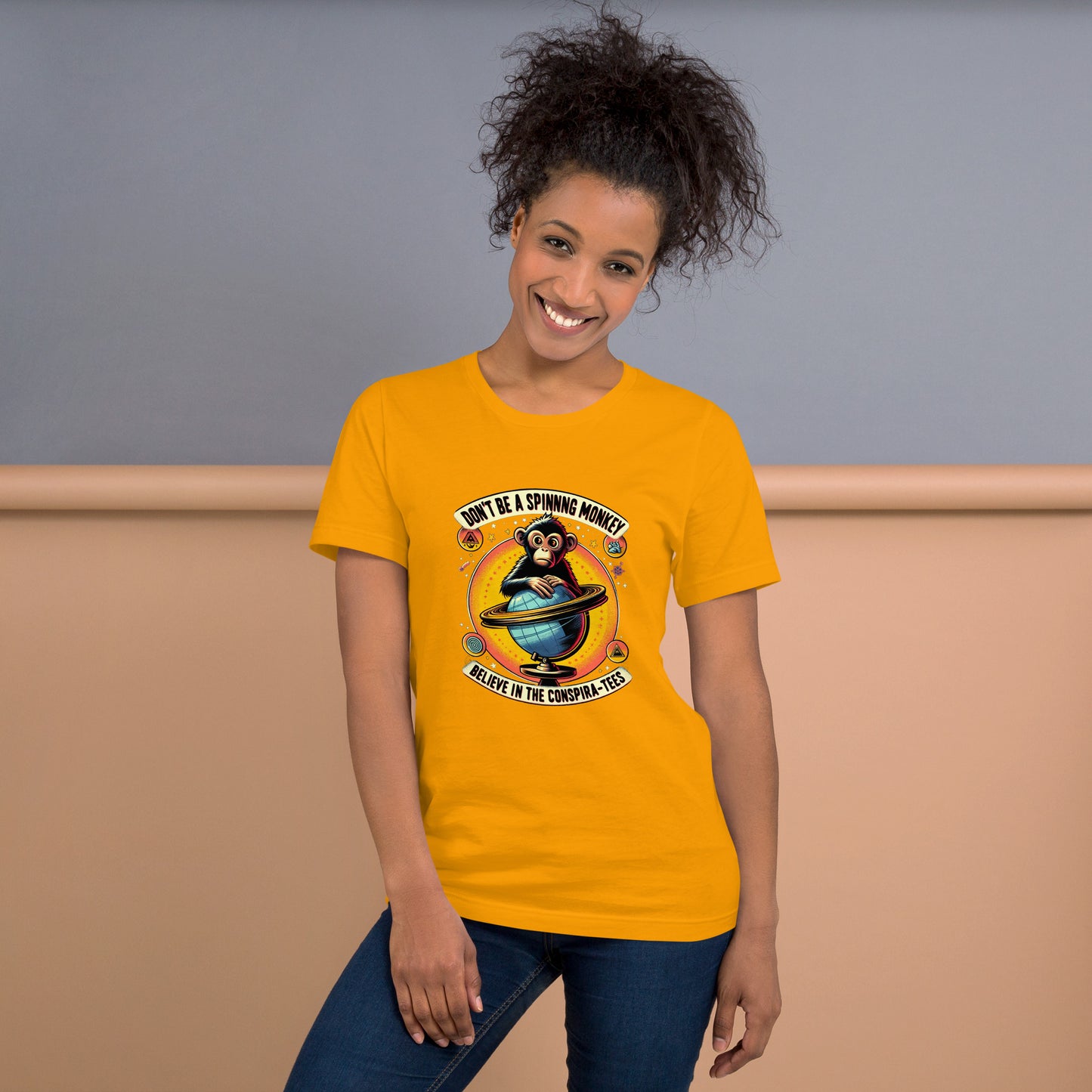 Don't Be A Spinning Monkey Believe In The Conspira-tees Unisex t-shirt