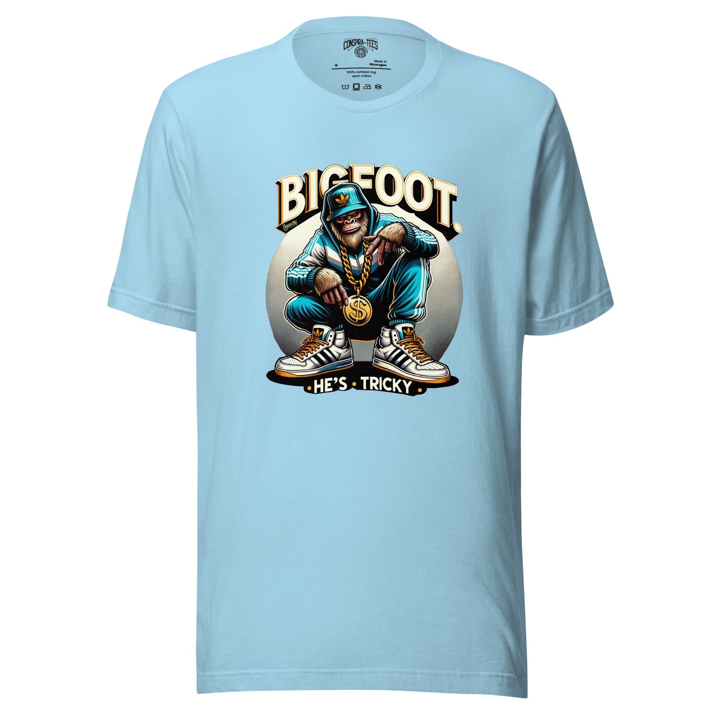 Bigfoot He's Tricky Unisex t-shirt